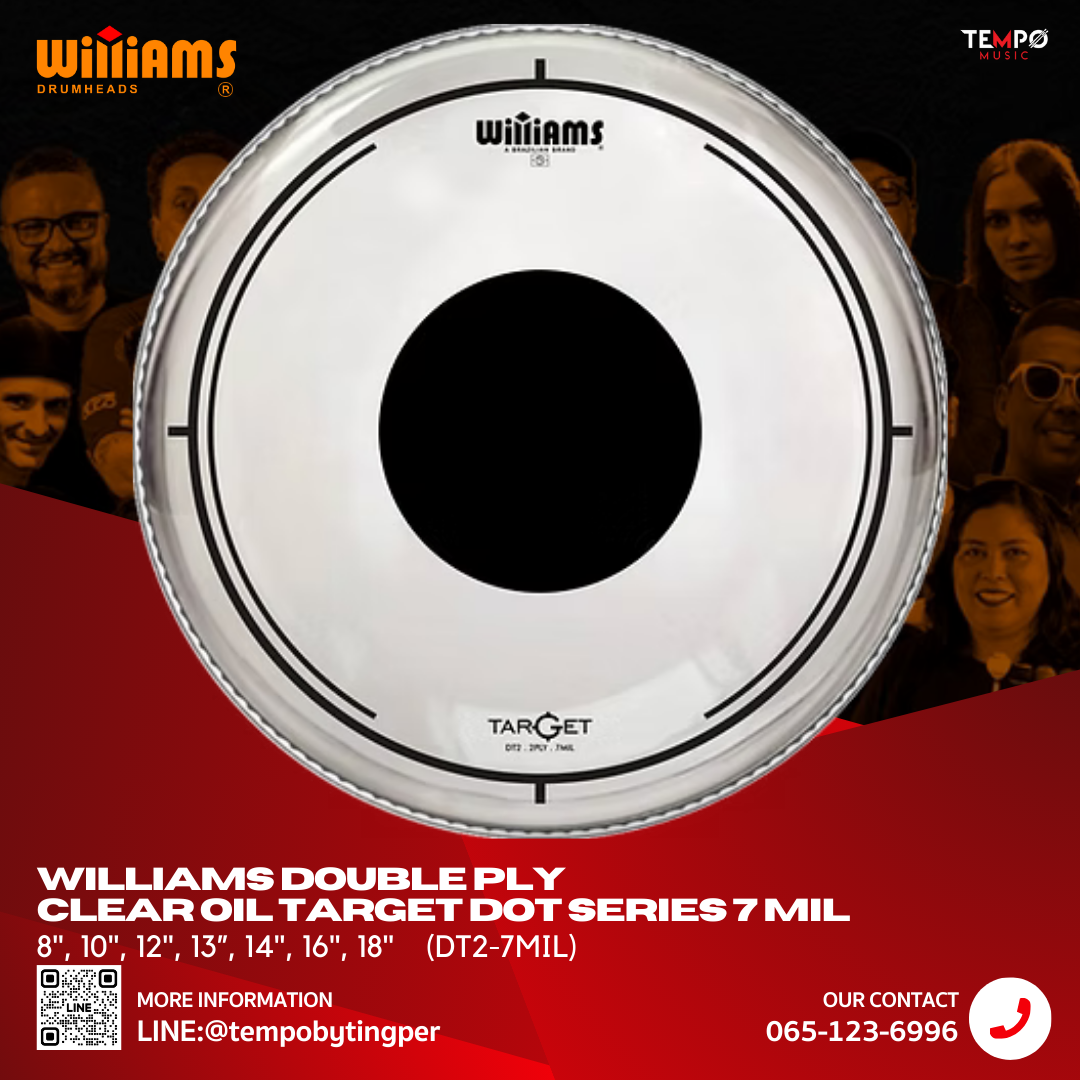 williams-target-dot-dt2-7mil-drumhead.jpg หนังกลองใส Williams Target Dot DT2-7MIL ควบคุมเสียงระดับสตูดิโอ