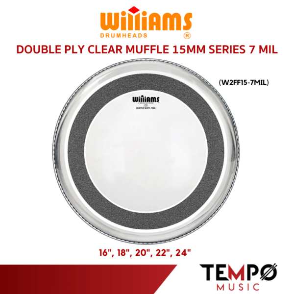 หนังกลองกระเดื่อง Williams Double Ply Muffle W2FF15 Bass Drumhead