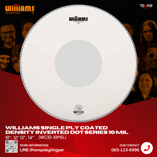 หนังสแนร์ Williams WC1D-10MIL เคลือบขาว เสริม Black Dot ตรงกลาง