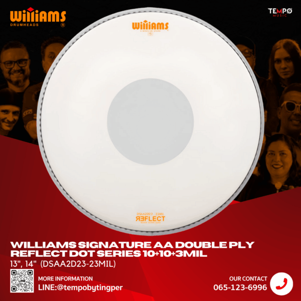 หนังกลอง Williams Signature AA Reflect Dot 23 mil เสียงชัด ทน