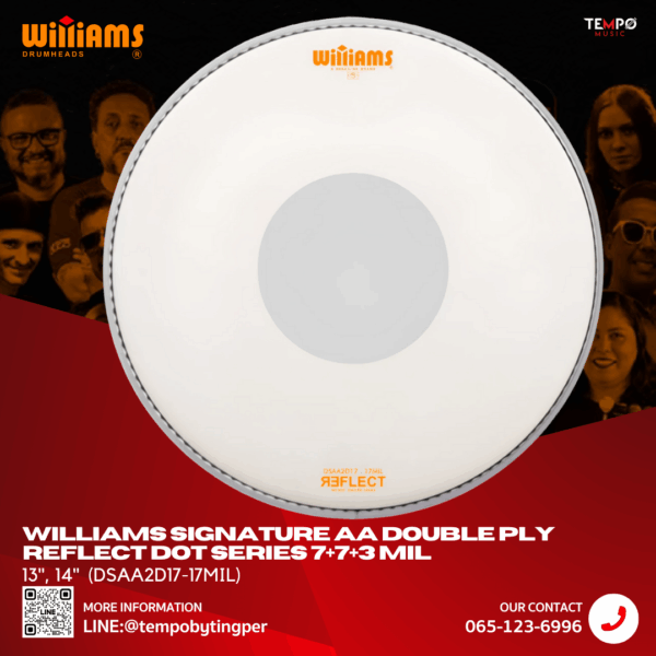 หนังกลอง Williams Signature AA 17 MIL Reflect Dot Series เสียงคม กระชับ และ คุมโอเวอร์โทน