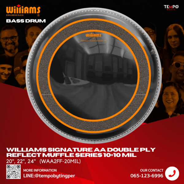 หนังกลองกระเดื่อง Williams Signature AA 20 MIL Reflect Muffle Series เสียงแน่น คุมเสียงดีเยี่ยม
