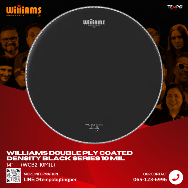 หนังกลอง Williams Density Black 10 MIL Double Ply เคลือบดำ เสียงหนา ทุ้ม ลึก คุมโอเวอร์โทน