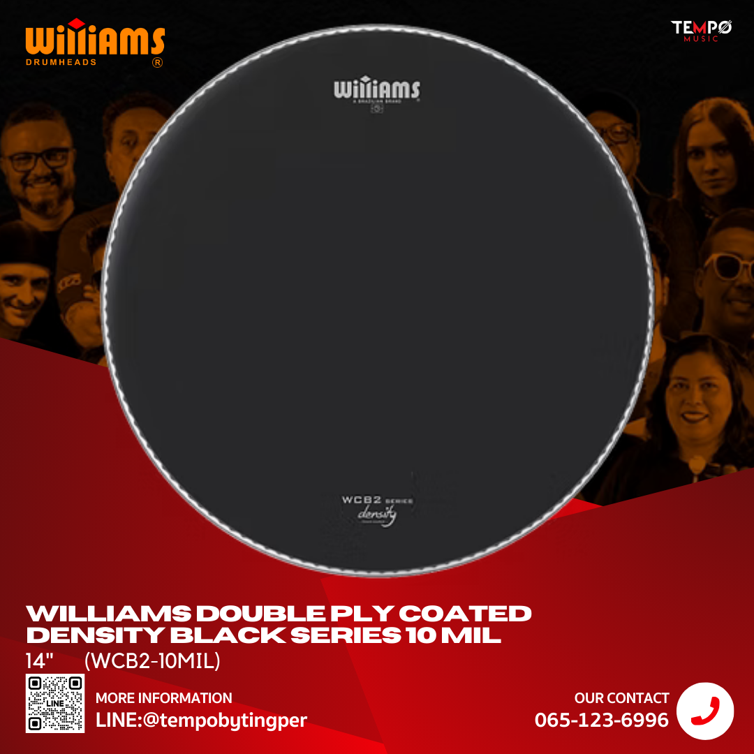 williams-density-black-10mil-drumhead.jpg หนังกลอง Williams Density Black 10 MIL Double Ply เคลือบดำ เสียงหนา ทุ้ม ลึก คุมโอเวอร์โทน