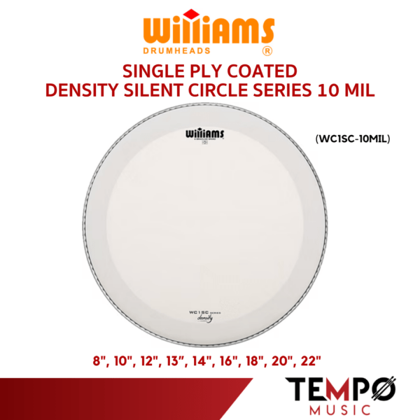 หนังกลองทอม Williams WC1SC Drumhead หนังขาวสาก 1 ชั้น 10 Mil