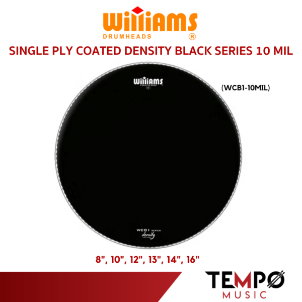 หนังกลองทอม Williams WCB1 Drumhead หนังสากสีดำ 1 ชั้น หนา 10 Mil