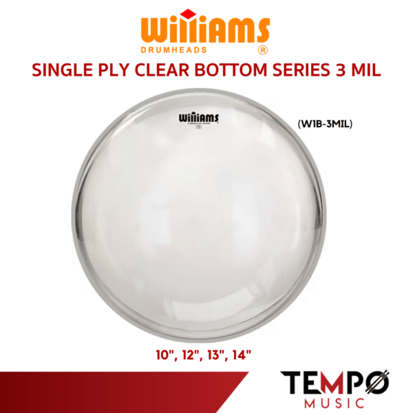 หนังล่างกลองสแนร์ Williams W1B Snare Side แบบใสชั้นเดียว
