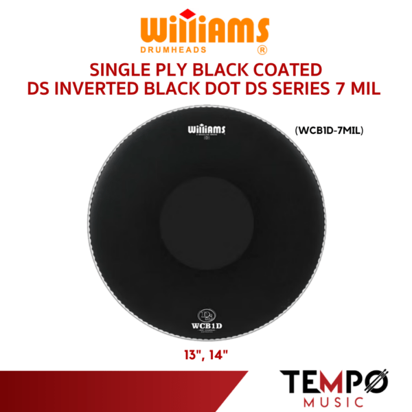 หนังกลองสแนร์ Williams WCB1D Snare Drumhead แบบสากดำชั้นเดียว