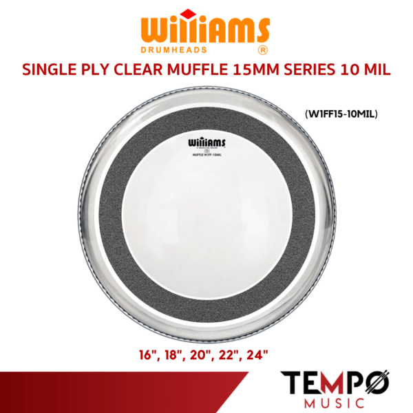 หนังกลองกระเดื่อง Williams Single Ply Muffle W1FF15 Bass Drumhead