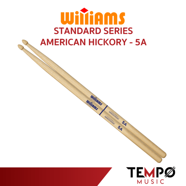 ไม้กลอง Williams 5A Standard Drumsticks ผลิตจาก American Hickory
