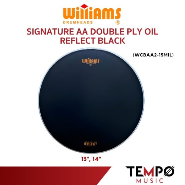 หนังกลองสแนร์ Williams Reflect Black Coated WCBAA2 Snare Drumhead สีดำ