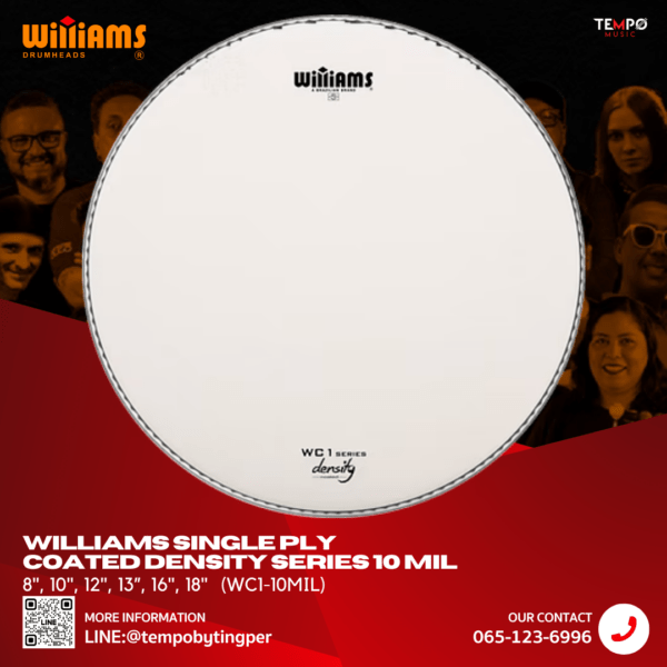 หนังกลองสแนร์ Williams WC1 Snare Drumhead หนังขาวสาก 1 ชั้น 10 Mil