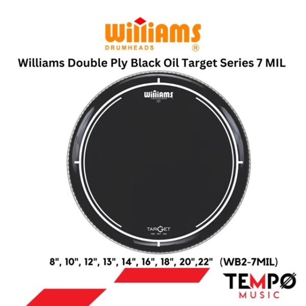 หนังกลองกระเดื่อง Williams Target Black WB2 Bass Drumhead สีดำ 2 ชั้น