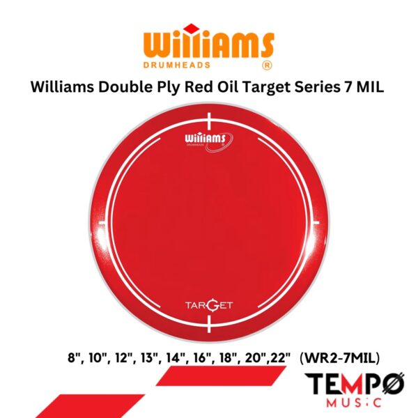 หนังกลองทอม Williams Target Red WR2 Drumhead ใสสีแดง 2 ชั้น