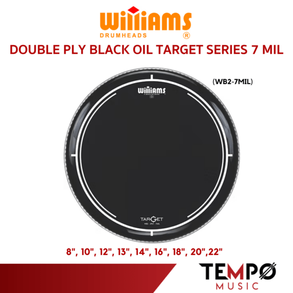 หนังกลองทอม Williams Target Black WB2 Drumhead สีดำ 2 ชั้น