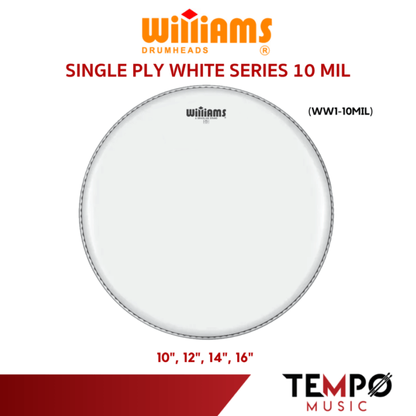 Williams WW1 Bass Drumhead หนังกลองกระเดื่องสีขาว 1 ชั้น